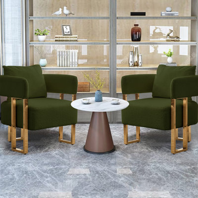 2 pièces en métal avec molleton, chaise d'appoint décorative moderne pour la salle de réception, le vestiaire et le bureau, molleton de soutien du corps confortable, Golden Legs Zone Living Simple Design ergonomics
