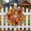 Couronne d'automne 18 po pour porte d'entrée avec tournesols, citrouilles, pommes de pin et baies