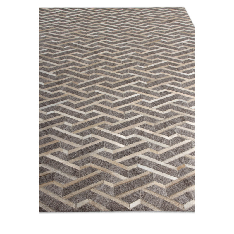 Berlin Cowhide Geometric Area Rug, Rectangle 5' x 8'