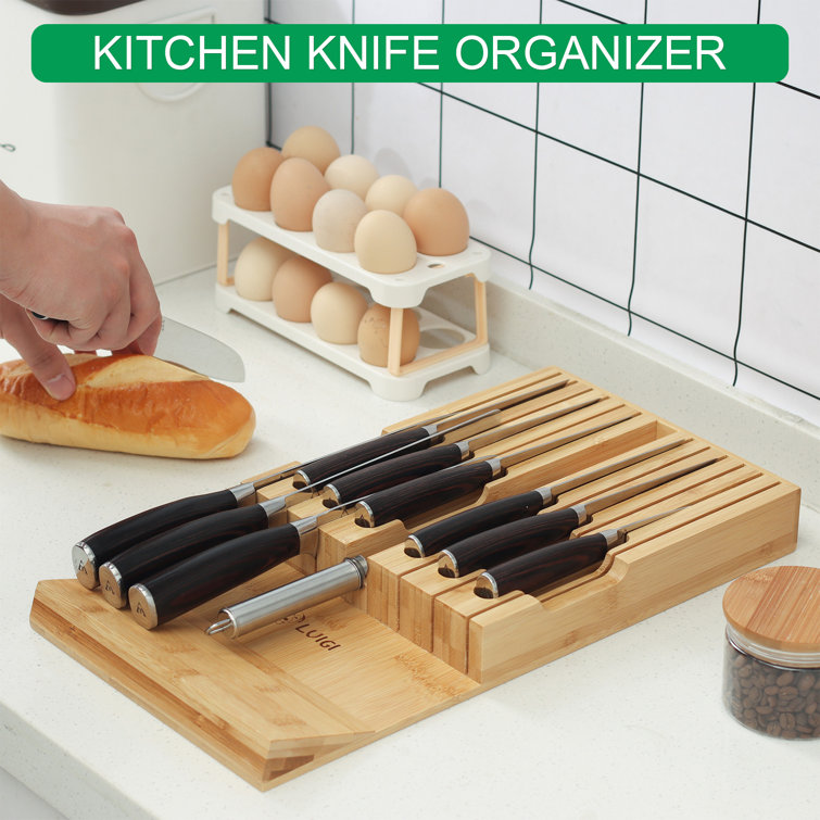 Totally Bamboo Universal Knife Caddy, Organizer and Holder for Drawer or Countertop