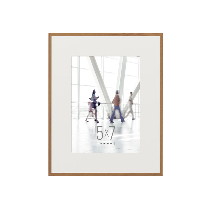 Gallery Depth 5" x 7" Wood Veneer Picture Frame with Mat, Walnut, 5" x 7", Walnut
