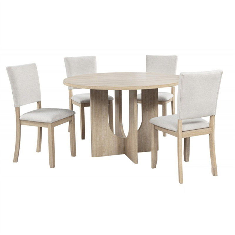 Ensemble de table de salle à manger 5 pièces avec 4 chaises rembourrées, meubles de cuisine et de salle à manger modernes en bois
