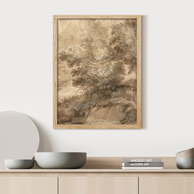 " Sepia Tree Countryside Wall Art Floral Botanical Prints Natural Landscape For Living Room Bedroom "
