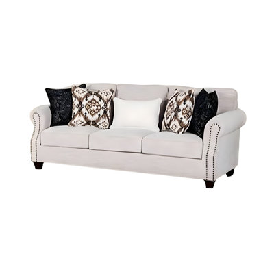 Canapé Serra, 5 coussins décoratifs, polyester grège doux, 87 pouces