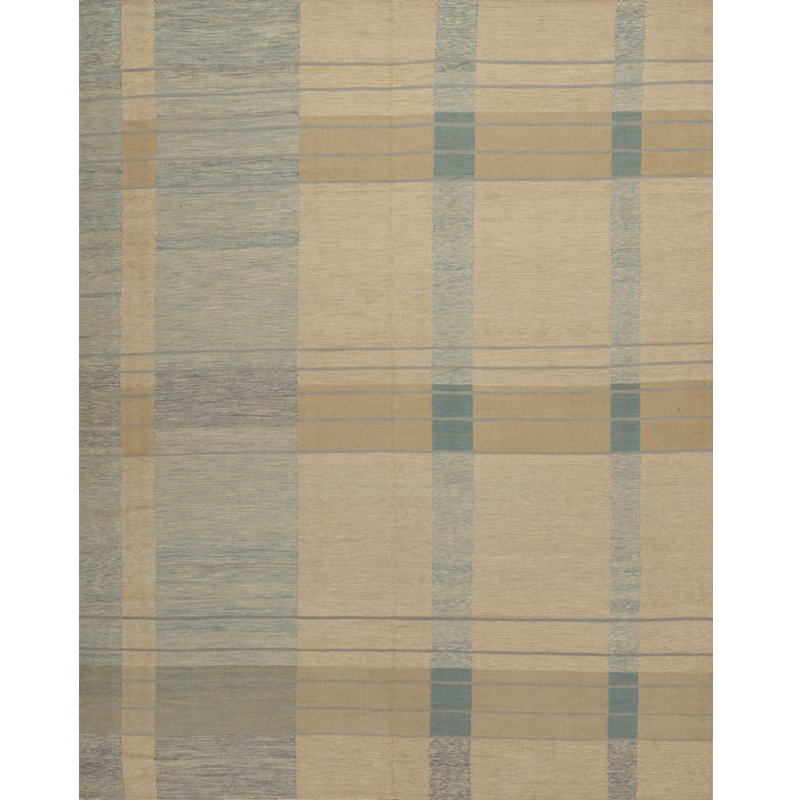 Plaid Area Rug in Light Brown/Light Blue