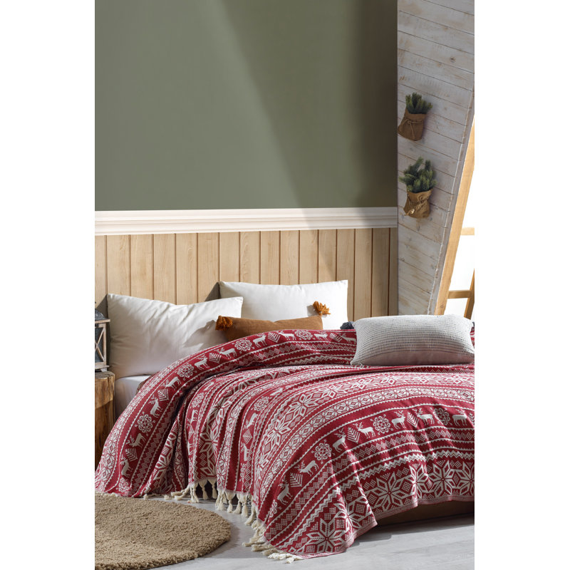 Courtepointe 100% coton Moneta, Rouge Bordeaux