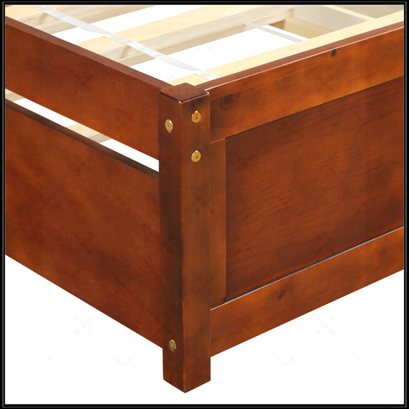 Base de lit simple avec lit gigogne en bois, Noyer