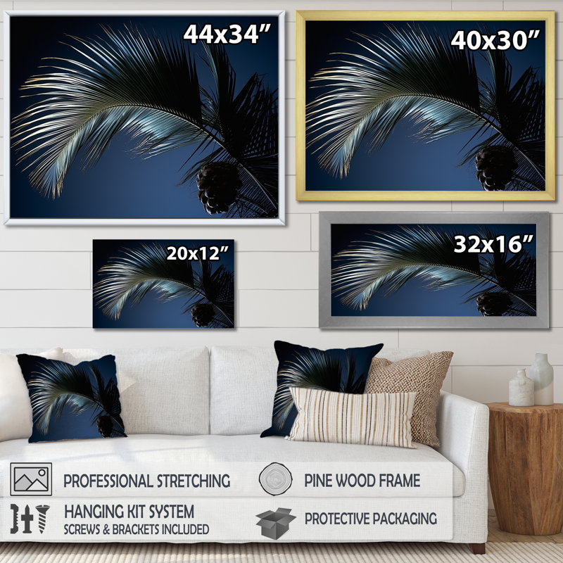 «Palm Leaf Jungle Calm - Palm Trees», reproduction d'art sur toile Palm, Cadre photo noir, H 24 po x l 32 po x P 1 po