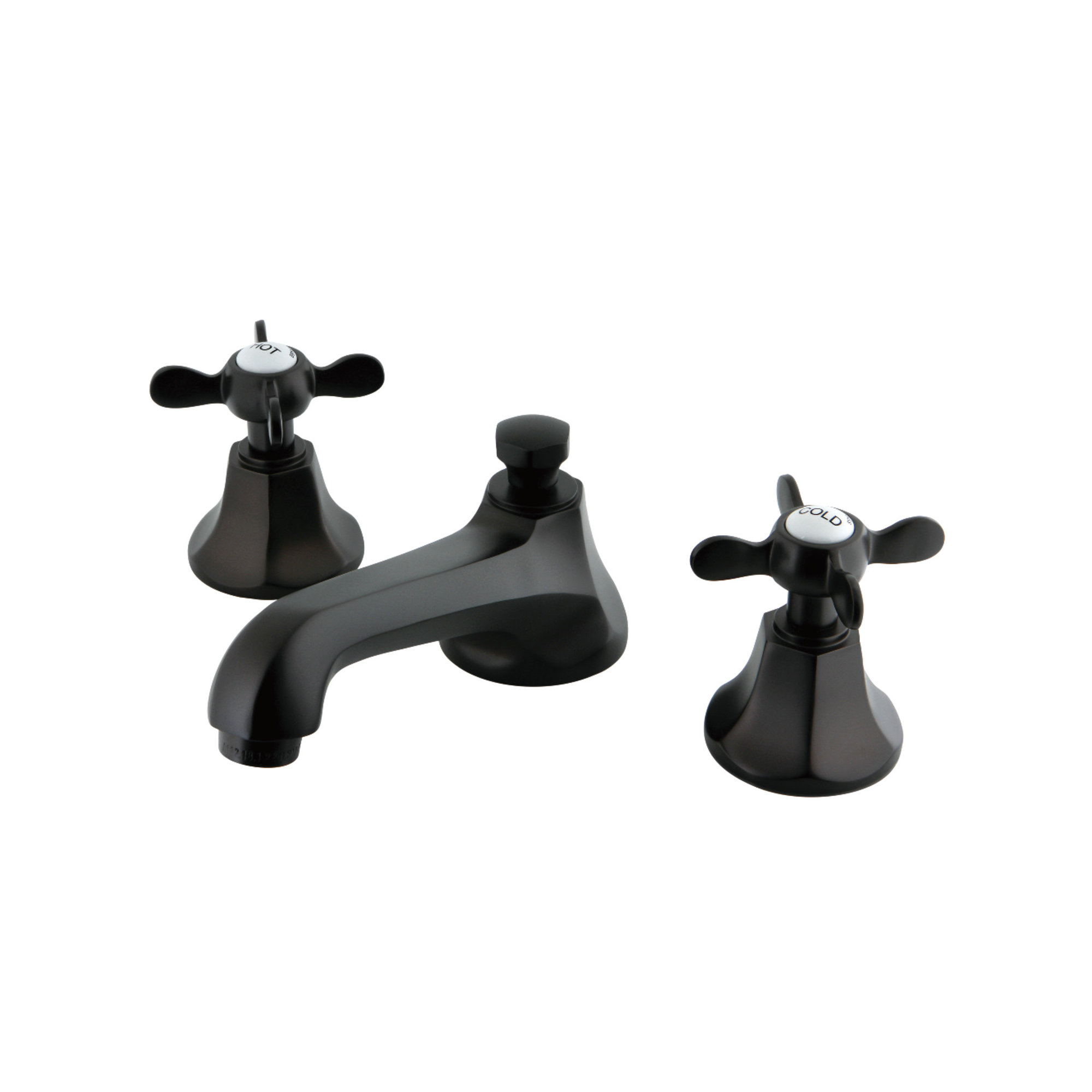 Kingston Brass Essex Two-Handle 3-Hole Deck Mount Widespread Bathroom Faucet with Brass Pop-Up Drain, Oil Rubbed Bronze