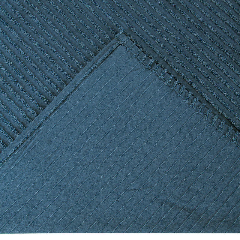Jullian 100% Cotton Chenille Tufted Bedspread, Classic Stripe Design, Soft Breathable Coverlet, All-Season Machine Washable, OEKO-TEX Certified, Full/Double Size, Teal