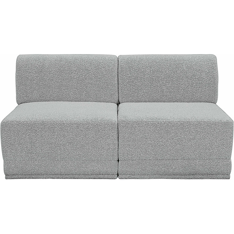 Causeuse rembourrée 60 po Ollie, Tissu gris bouclé