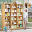 Natural H 71,6 "| Bibliothèque triple à 6 niveaux avec tablettes ouvertes Grande bibliothèque pour le salon Bureau à domicile Bibliothèque 2PCS-366942776-368249938