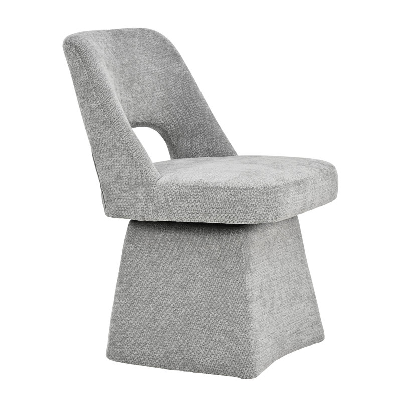 Modern Chenille Swivel Dining Chair, Open Back – 360° Rotating Design for Dining Room, Gray