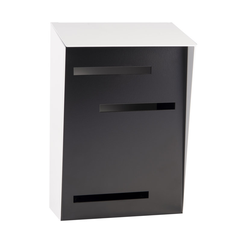 9 in x 12 in Steel Wall Mounted Mailbox, White/Black