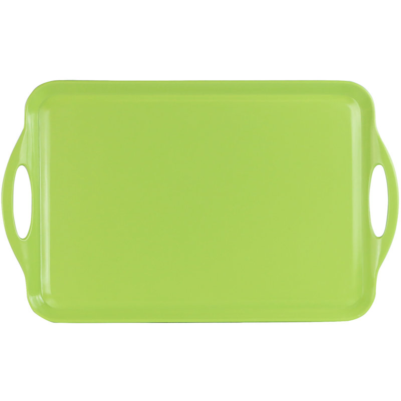 Reston Lloyd Multi-Purpose 18" Rectangle Melamine Plastic Handled Tray, Lime