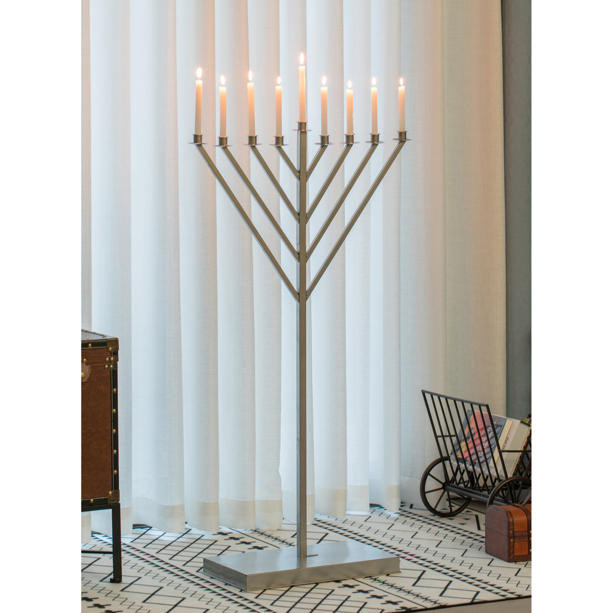 Menorah for Synagogue, 47.25" H x 9.5" W x 27" D