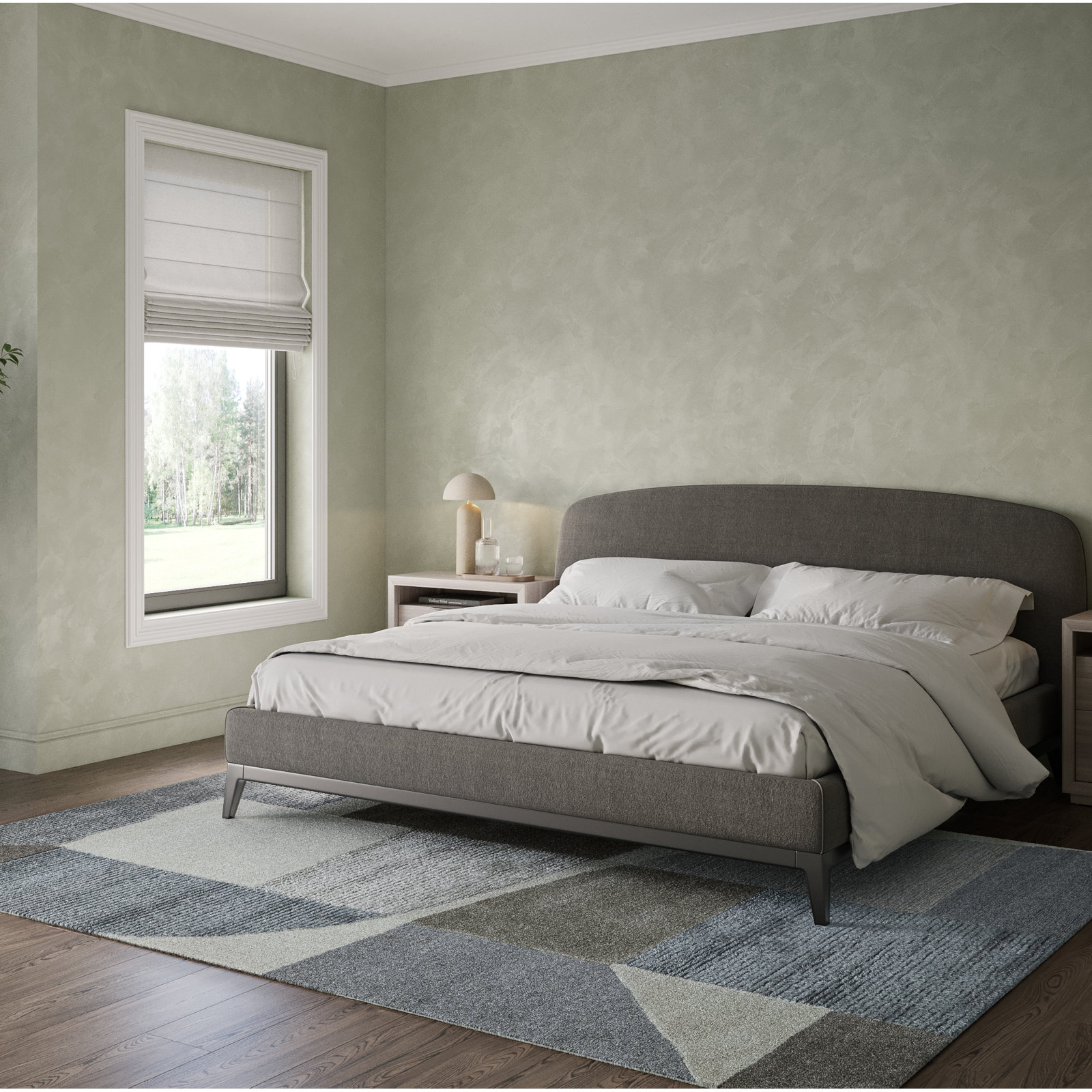 Linn Gray Hand-Tufted Abstract Rug, Rectangle 7'6" x 9'6"