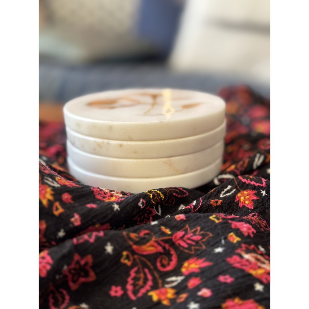 Marble Round 4 Piece Coaster Set