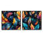 Motif de bohème artistique - ensemble de 2 collages carrés botaniques abstraits-102163364-102163368
