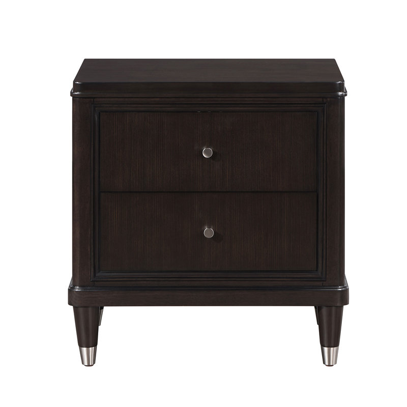 Table de chevet 2 tiroirs 2 tiroirs en bois brun