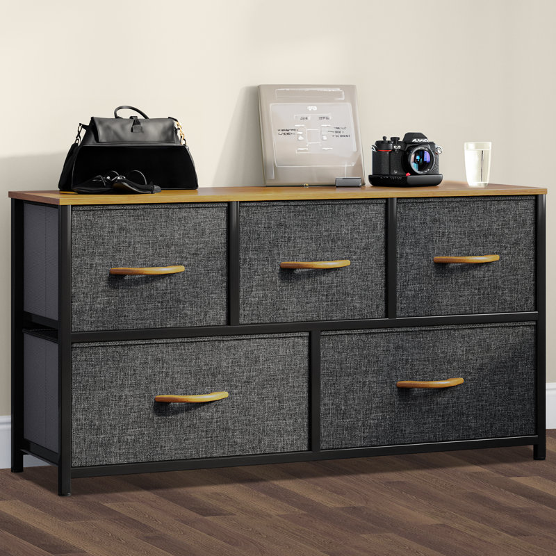 5 Drawer 100Cm W chest of drawers, Dark Grey