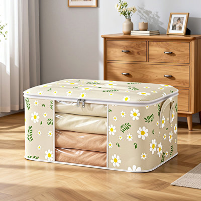 Boîtes de rangement pour sac à dos avec poignée et fermeture à glissière robuste pliable pour ranger les couvertures, les vêtements et la literie avec une fenêtre transparente