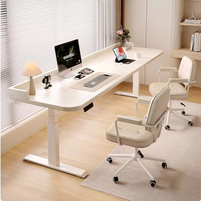 62.99" Cream White Modern Minimalist Electric Adjustable Desk Modern Minimalist Electric Adjustable Desk by Orren Ellis