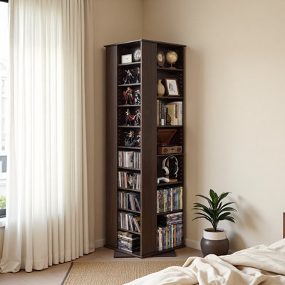Armoire de rangement pour médias, tour de rangement pour CD, support rotatif à tour de rangement pour CD, DVD, livres et disques de jeu, support de DVD pour le salon, le bureau personnel et la salle d'enregistrement