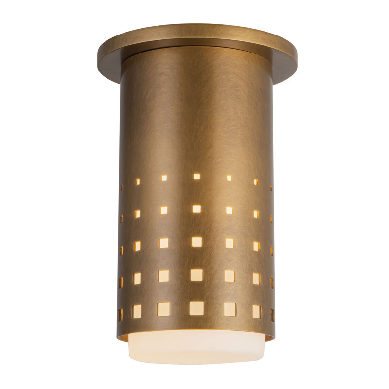 Astoria 5-in Black Semi-Flush Mount, Antique Brass