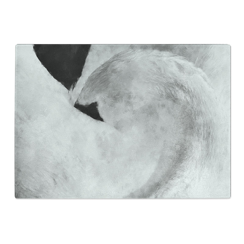 Tempered Glass Feathers of a Swan Chopping Board, 20 cm x 28.5 cm