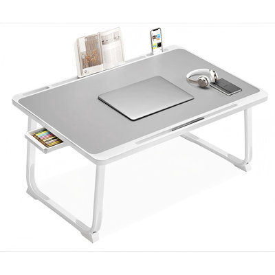 Laptop Desk for Bed, Tray Table, Foldable Lap Tablet with Storage Drawer and Bookstand, Desks Trays Sofa Couch Floor