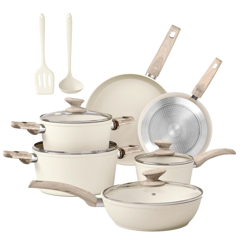 Non-Stick Aluminum Cookware Set, Cream