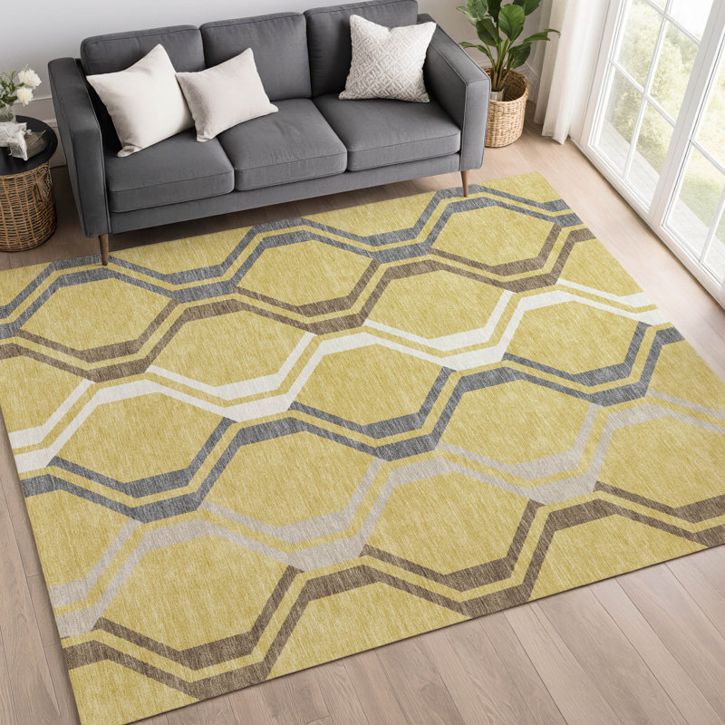 Tapis Mid-Century moderne lavable à la machine intérieur / extérieur Chantille ACN2326, Rectangulaire 8 pi x 10 pi