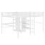 Lit mezzanine simple au-dessus d'un lit simple en métal avec bureau double, armoire et tablettes avec prise électrique pour économiser de l'espace et réduire le bruit, blanc