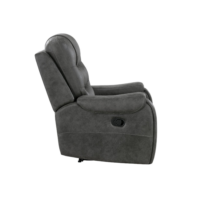 Fauteuil inclinable manuel Oby, dossier surpiqué, microfibre gris foncé