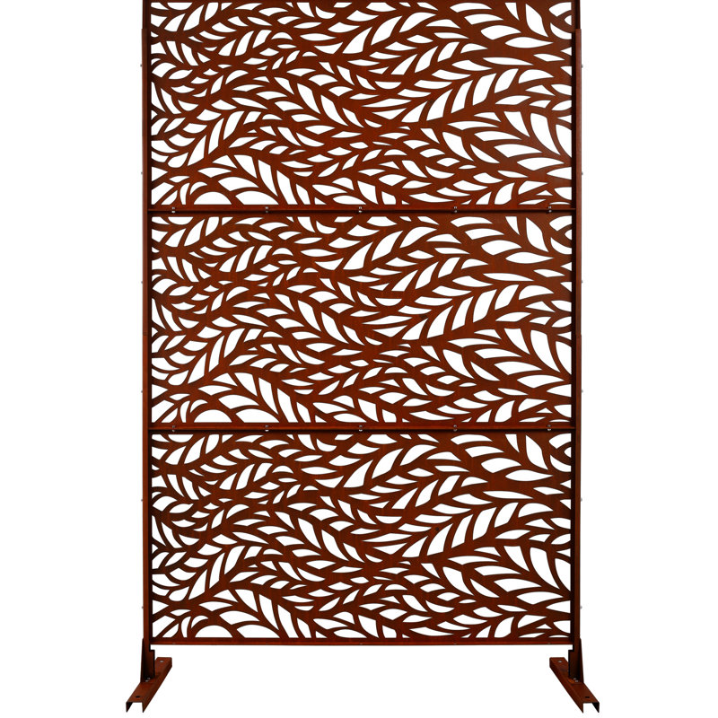 Pare-étincelles en métal rouille rouge H 76 po, autoportant, pour l'extérieur et l'intérieur, rendez vos espaces plus intimes avec cet écran W, et installez une terrasse, un patio, un balcon, un jardin