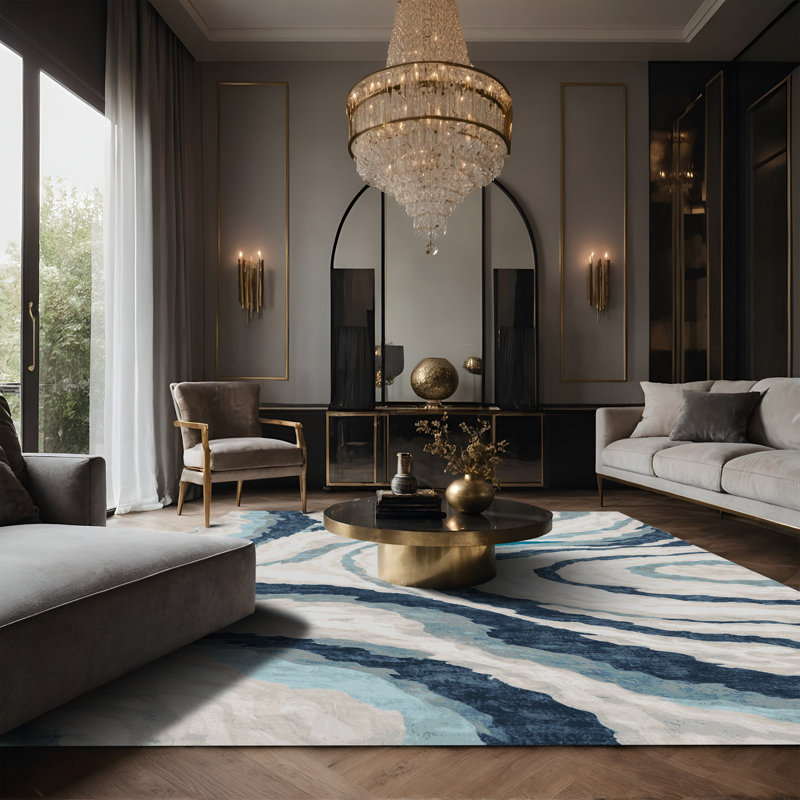 Tapis gris soyeux et moelleux, Rectangle 2 pi x 3 pi