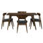 Ensemble de salle à manger 5 pièces, structure en bois d'hévéa, table de table en faux bois avec 4 chaises rembourrées-1001424047