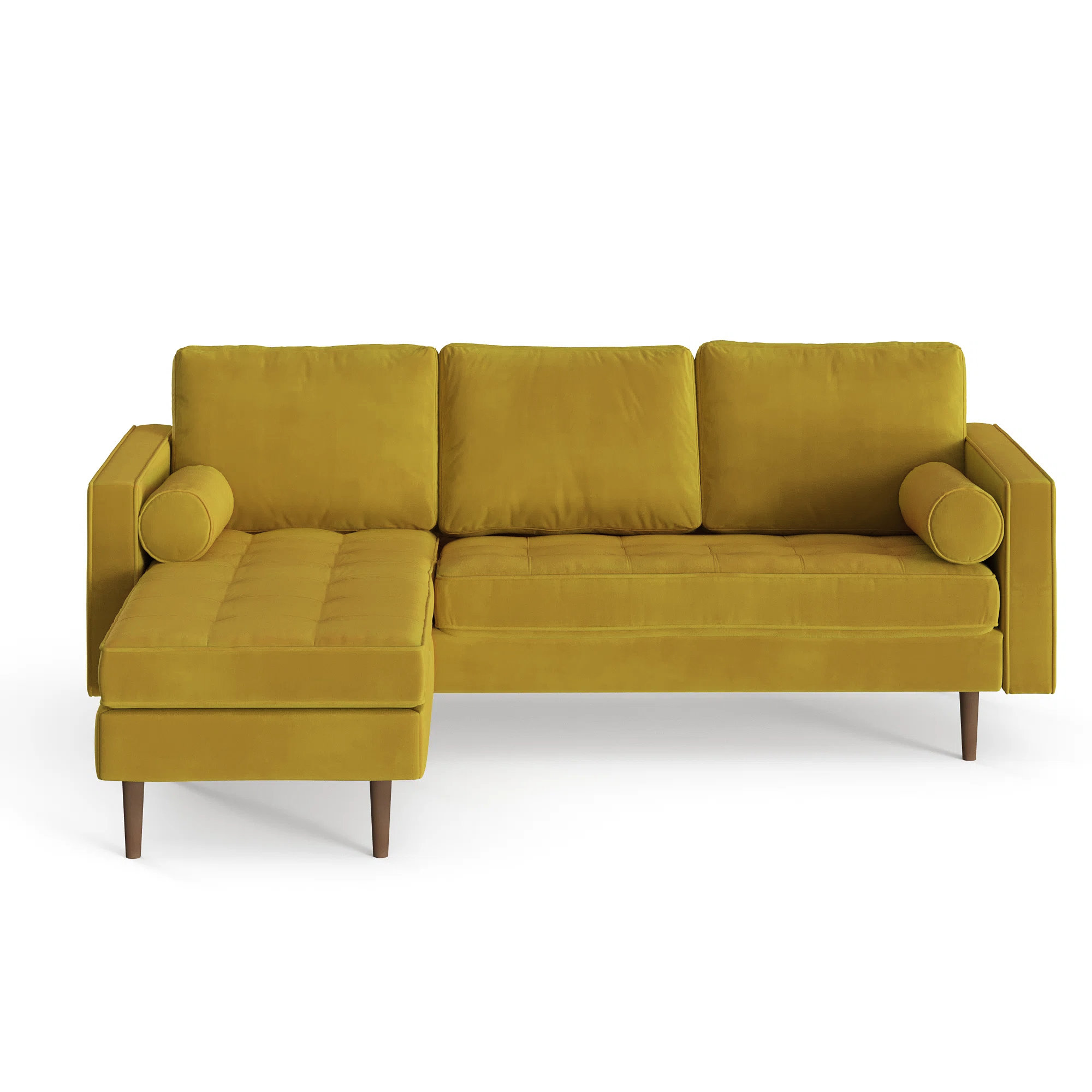 Geo 84" Wide Reversible Sofa and Chaise, Bella Gold Performance Velvet