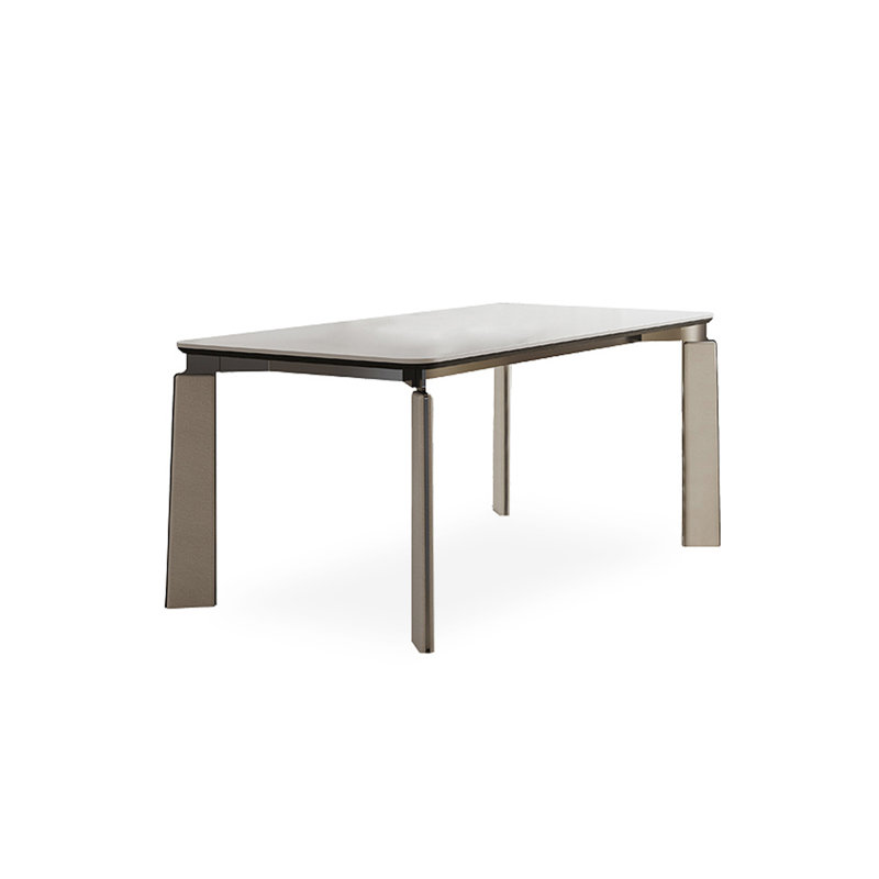 Table de salle à manger rectangulaire en pierre frittée de style crème, H 29,53 po x L 55,12 po x l 31,5 po