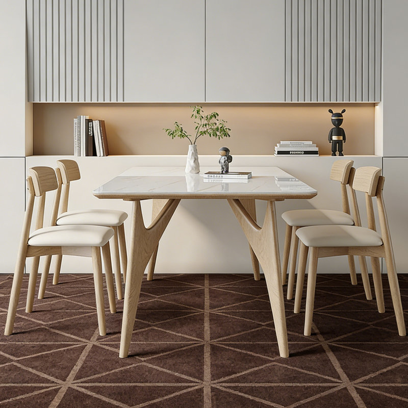 Table de salle à manger italienne moderne, 5 pièces: table, 4 chaises, H 29,53 po x l 55,12 po x P 31,5 po