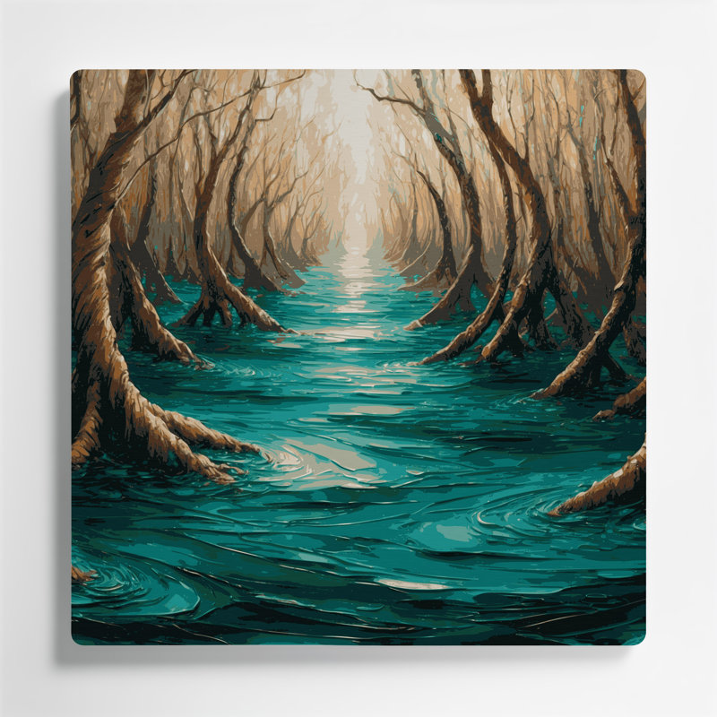 Art mural en métal Coastal Mangrove Maze, H 16 po x l 16 po