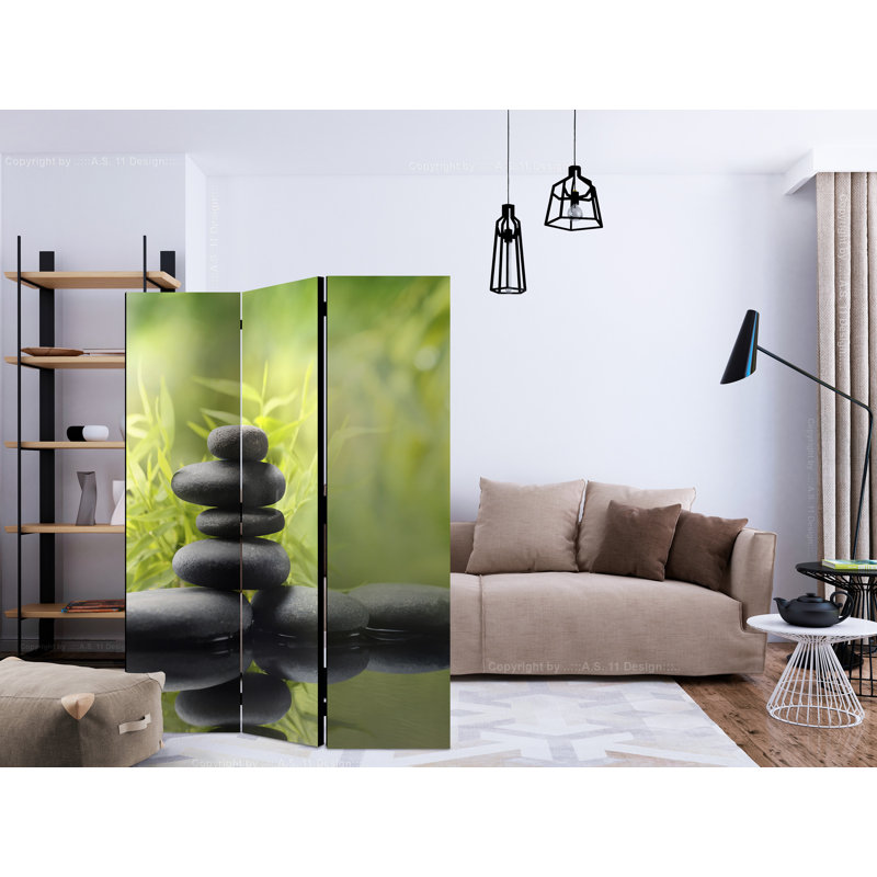 Gudde 135cm W x 172cm H 3 - Panel Solid Wood Folding Room Divider