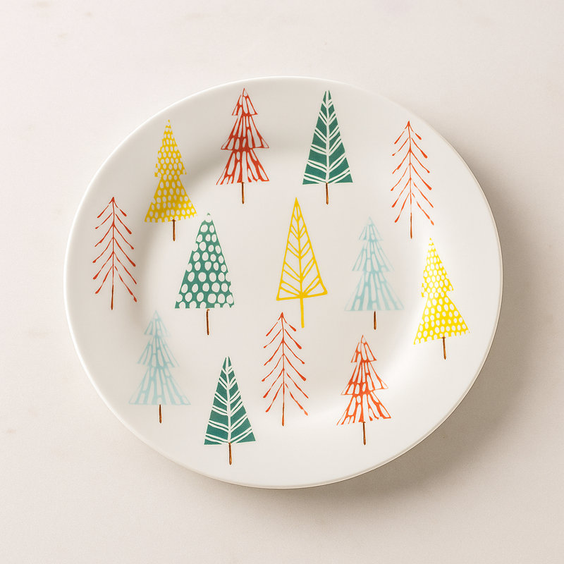 Assiette à motif pin en céramique