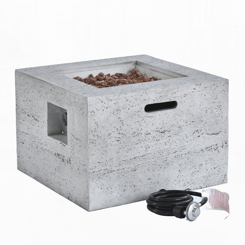 MGO Outdoor Square Fire Pit with Steel Burner,Lightweight 24.02-inch Propane Fire Pit Table with Adjustable Flame, 40,000 BTU