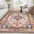 Area Rug 6X9 Vintage Bohemia Large Persian Non-Slip Washable Rug For Living Room Kitchen Bedroom Living Room Flower Design Blue/Gold-1799776044