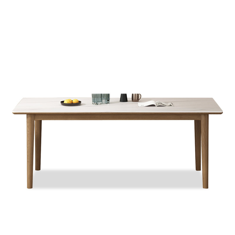 Stone Top Solid Wood Base Dining Table, 29.53”H x 55.12”L x 31.5”W