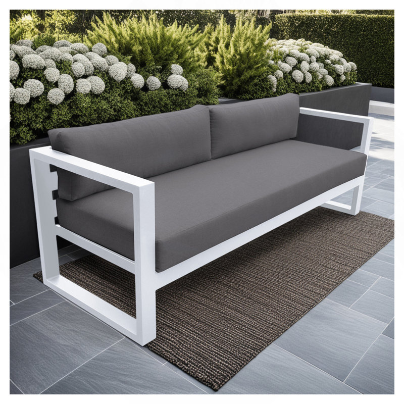 Canapé d'extérieur en aluminium gris foncé et blanc Granto