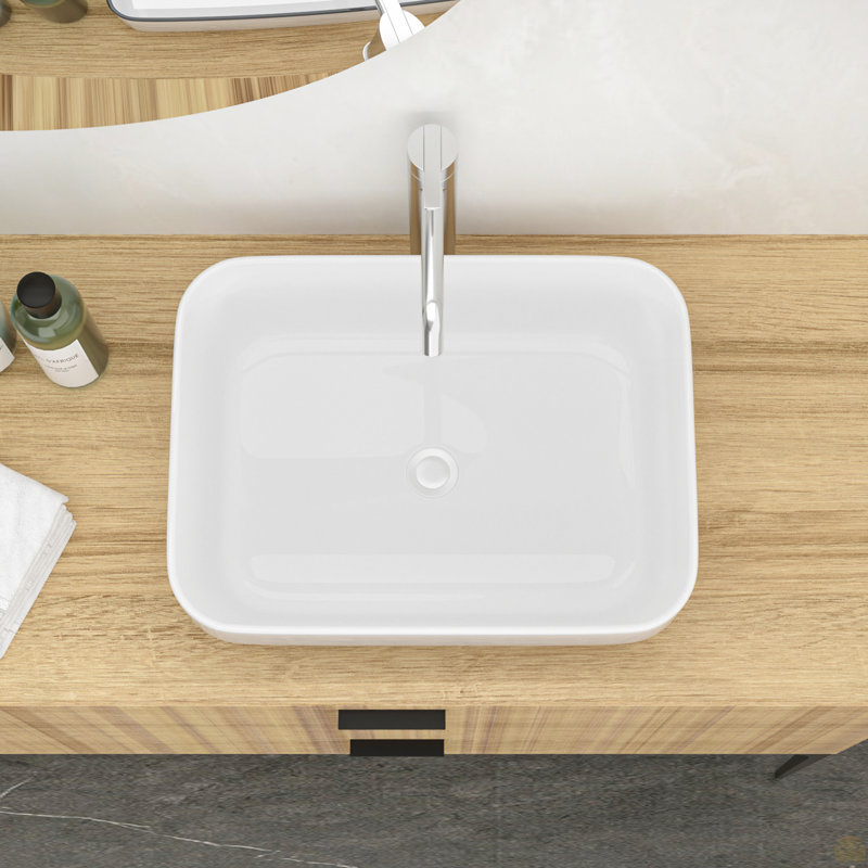 Lavabo de salle de bain vasque rectangulaire en céramique 20X15 pouces