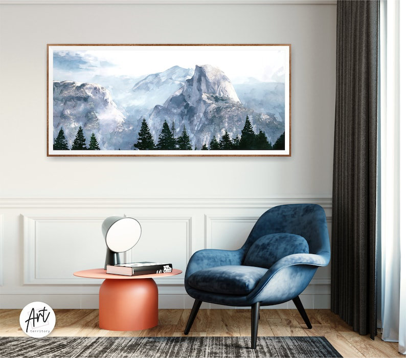 «Yosemite National Park, Mountain Extra Large Wall Art Print», affiche sans cadre avec toile tendue, Toile tendue